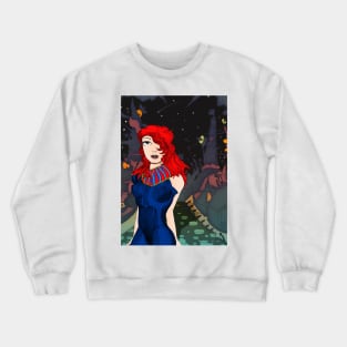 Red line. Pen Artwork. Female figure drawing. Cartoon. Crewneck Sweatshirt